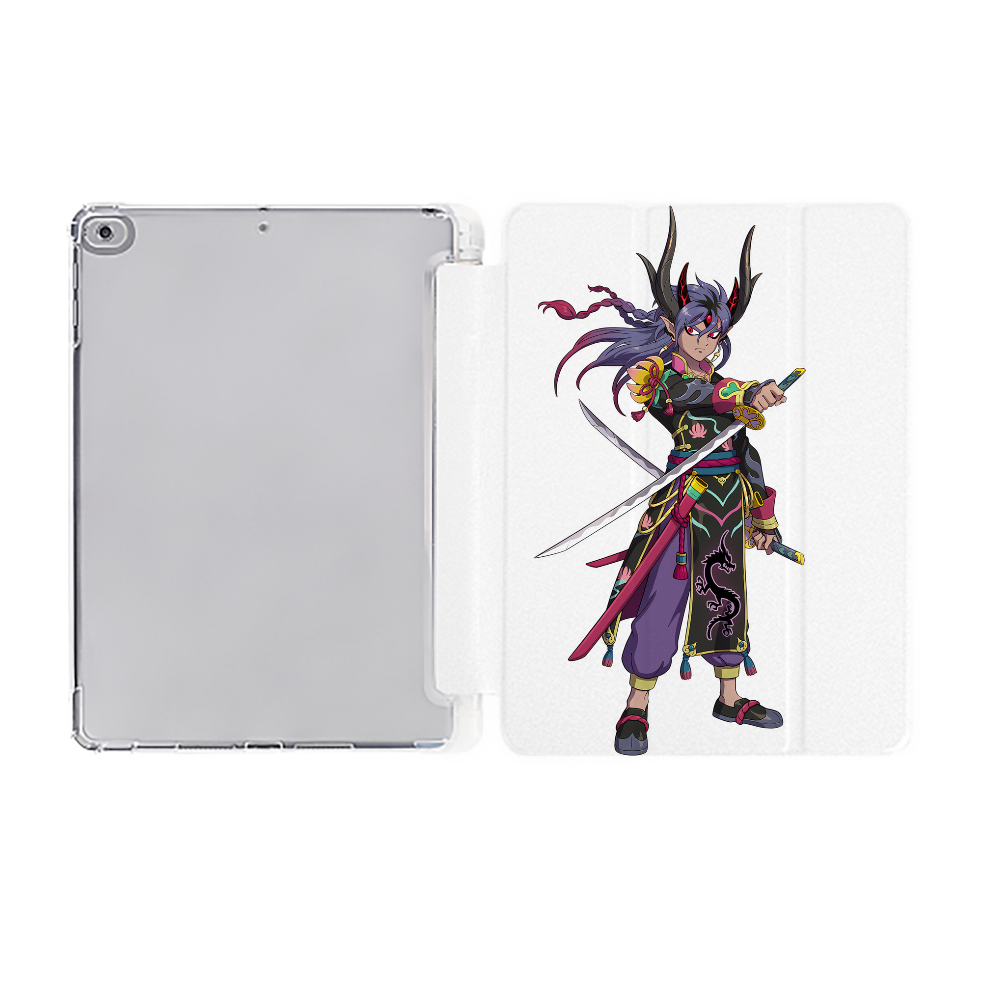 （画像用） 妖怪ウォッチ Yo-kai Watch IPad ケース ペン収納付き 三つ折りスタンド PUレザー×シリコン 対応機種9.5/10.5/10.9インチ